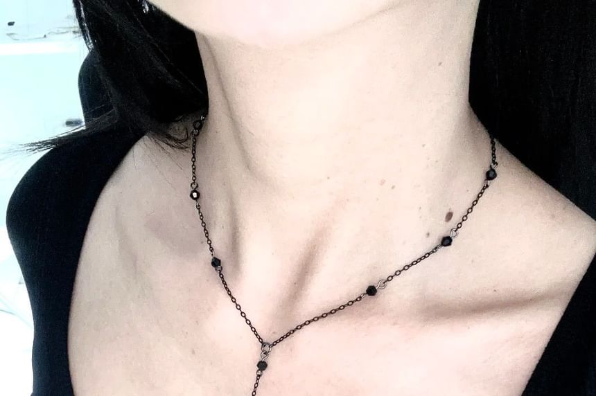 Chain Station Crystal Faux Necklace