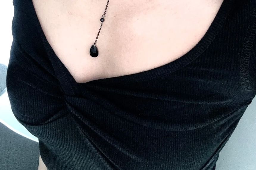 Chain Station Crystal Faux Necklace