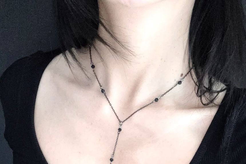 Chain Station Crystal Faux Necklace