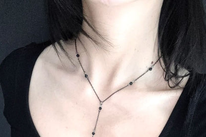 Chain Station Crystal Faux Necklace