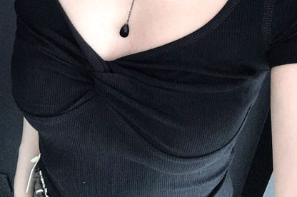 Chain Station Crystal Faux Necklace