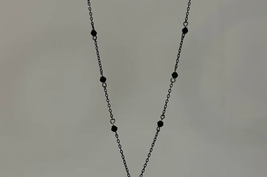 Chain Station Crystal Faux Necklace