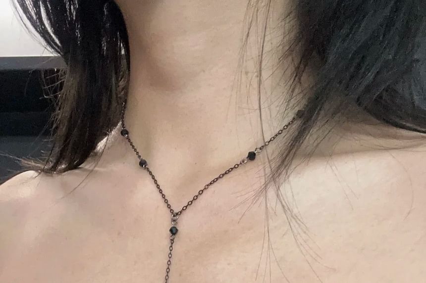 Chain Station Crystal Faux Necklace