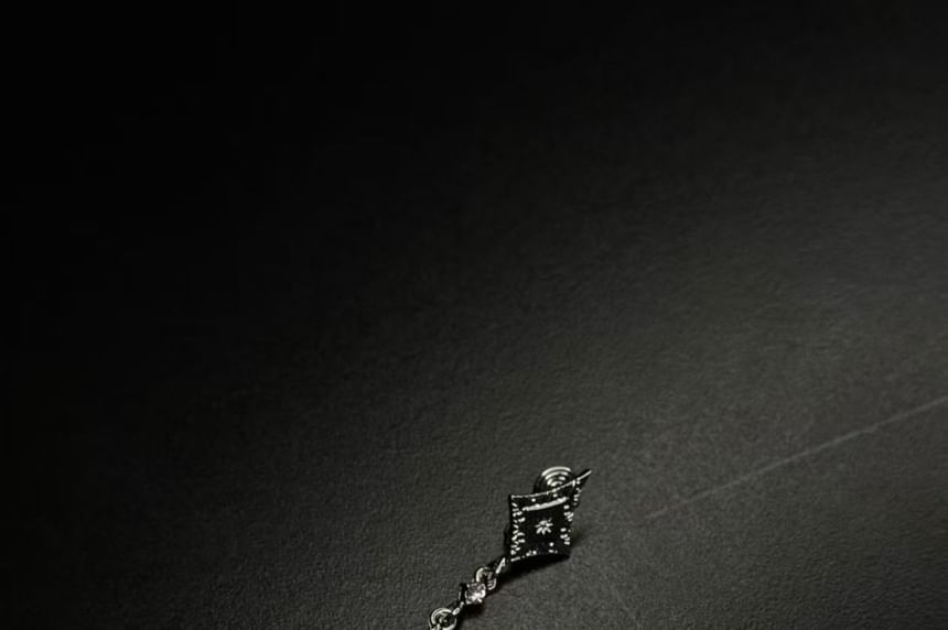 Rhombus Rhinestone Clip-On Drop Earring