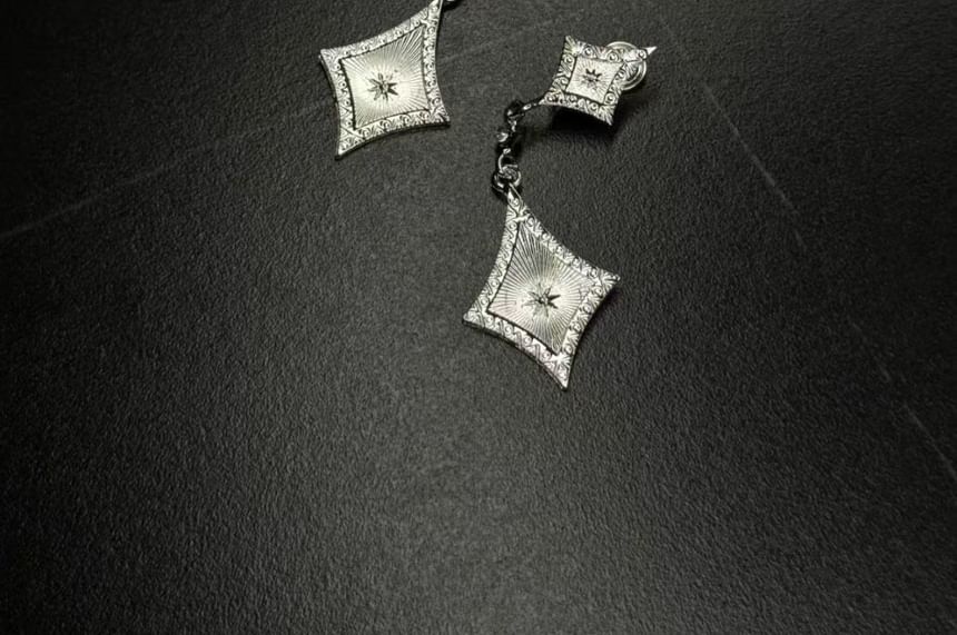 Rhombus Rhinestone Clip-On Drop Earring