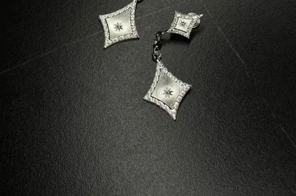 Rhombus Rhinestone Clip-On Drop Earring