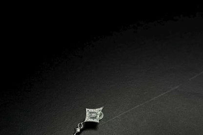 Rhombus Rhinestone Clip-On Drop Earring