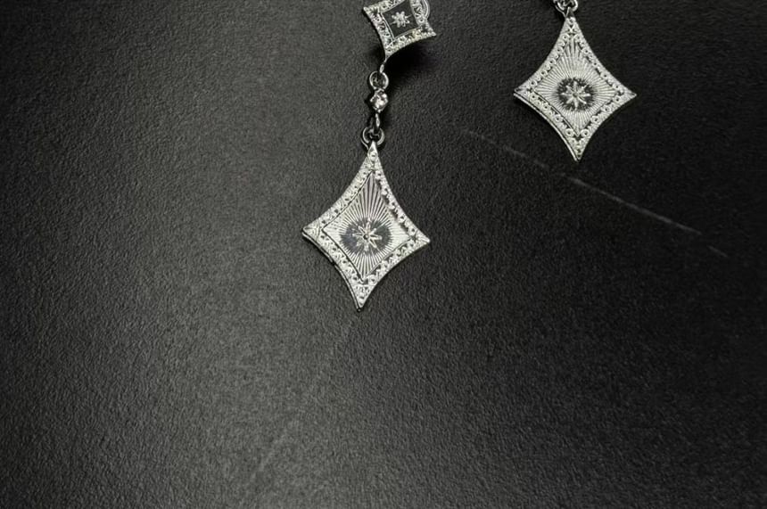 Rhombus Rhinestone Clip-On Drop Earring