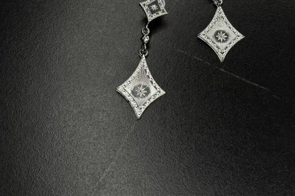 Rhombus Rhinestone Clip-On Drop Earring