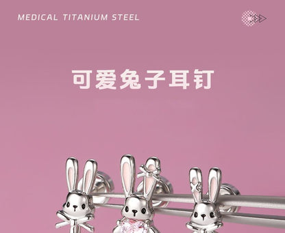 of 3: Rhinestone Ear Set Stud Rabbit