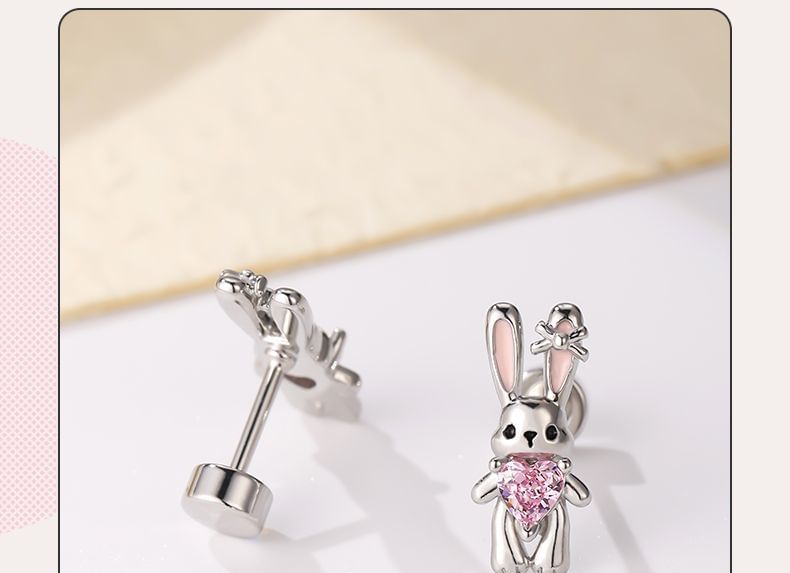 of 3: Rhinestone Ear Set Stud Rabbit