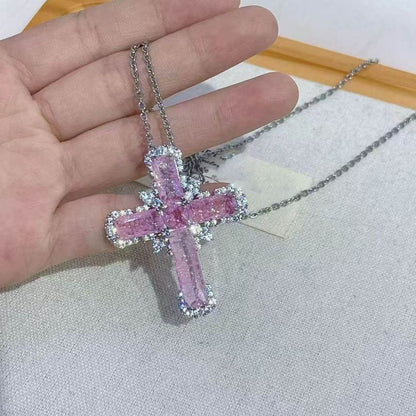 Rhinestone Necklace Cross Pendant