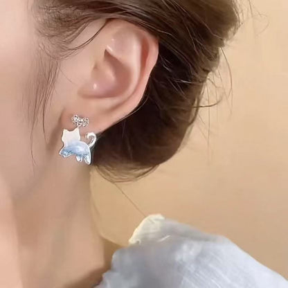 Cat Earring Drop Bow