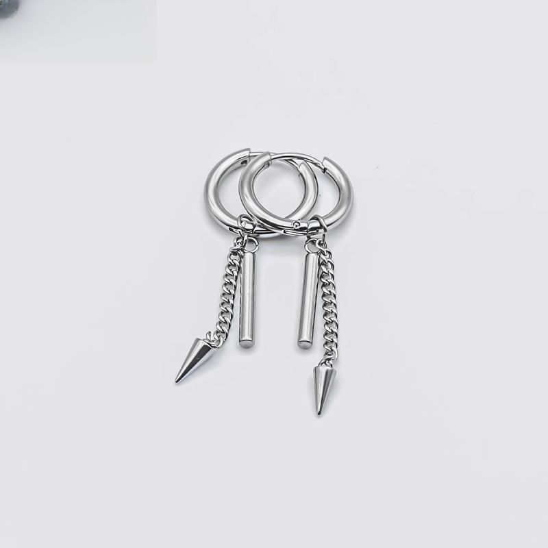 Spike Drop Bar Hoop Earring