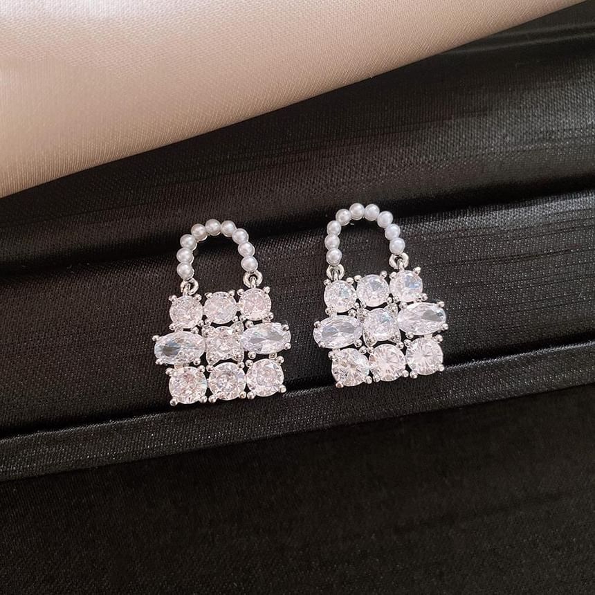 Rhinestone Handbag Faux Pearl Earring Drop