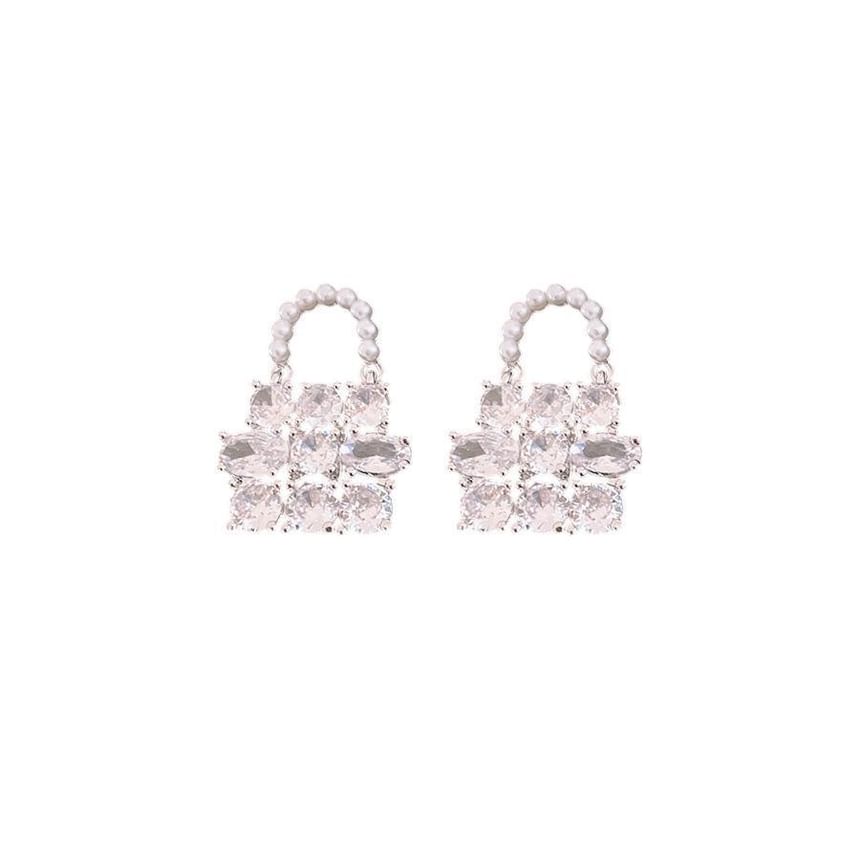 Rhinestone Handbag Faux Pearl Earring Drop