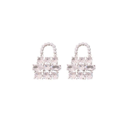 Rhinestone Handbag Faux Pearl Earring Drop