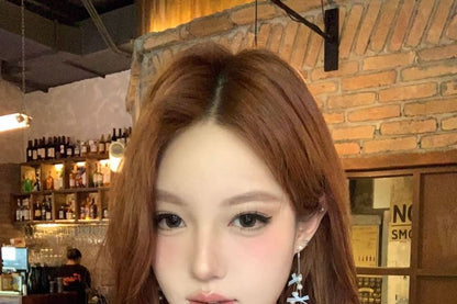 Pearl Bow Faux Earring Fringed Drop