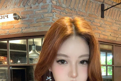 Pearl Bow Faux Earring Fringed Drop