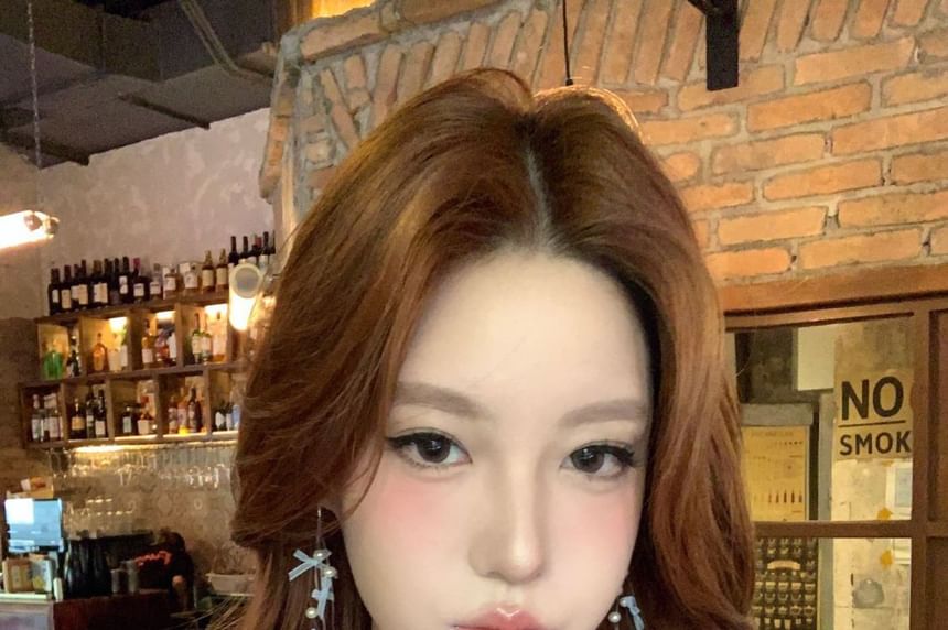 Pearl Bow Faux Earring Fringed Drop