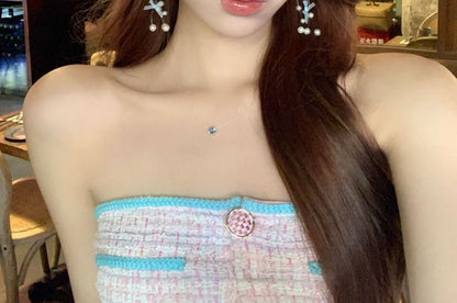 Pearl Bow Faux Earring Fringed Drop