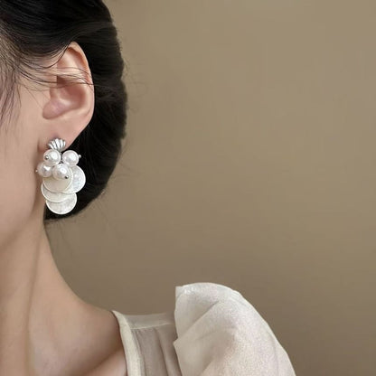 Drop Pearl Shell Faux Earring Fringed