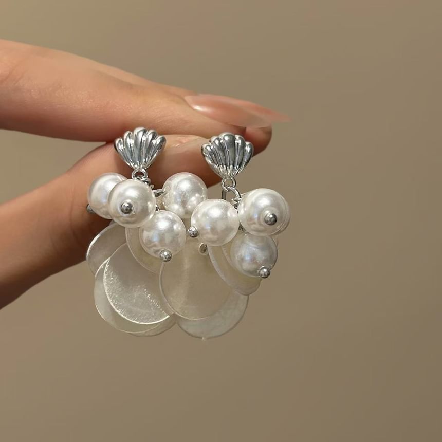 Drop Pearl Shell Faux Earring Fringed