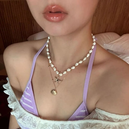 + Set: Pendant Chain Station Shell Necklace Starfish