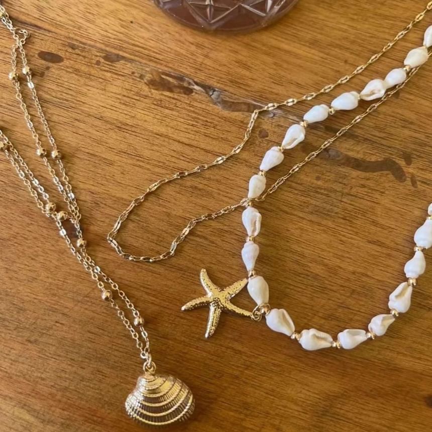 + Set: Pendant Chain Station Shell Necklace Starfish