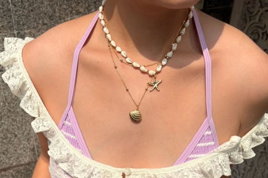 + Set: Pendant Chain Station Shell Necklace Starfish