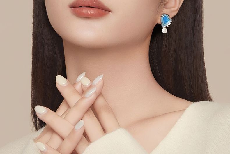 Earring Faux Pearl Asymmetrical Drop Glitter