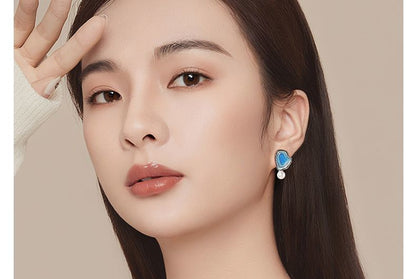 Earring Faux Pearl Asymmetrical Drop Glitter