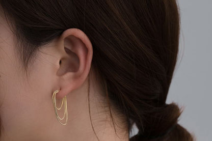 Sterling Earring Hoop 925 Silver Layered