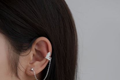 Ear Chain 925 Fish Silver Sterling Tail Cuff