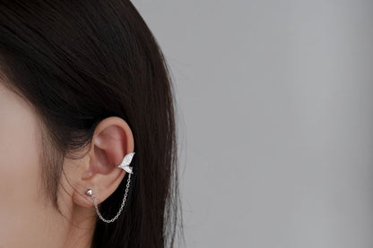 Ear Chain 925 Fish Silver Sterling Tail Cuff