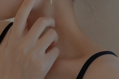 Set: Sterling Earring Hoop Cuff Chain Plain Silver Ear + 925