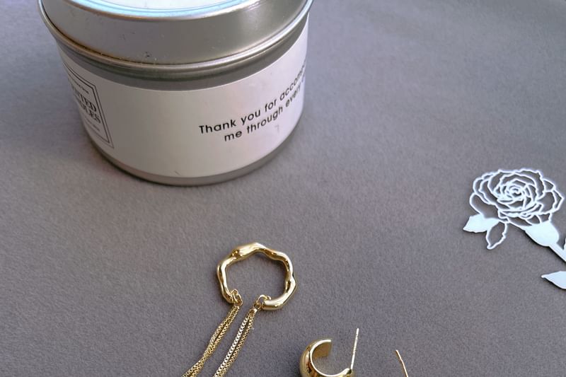 Set: Sterling Earring Hoop Cuff Chain Plain Silver Ear + 925