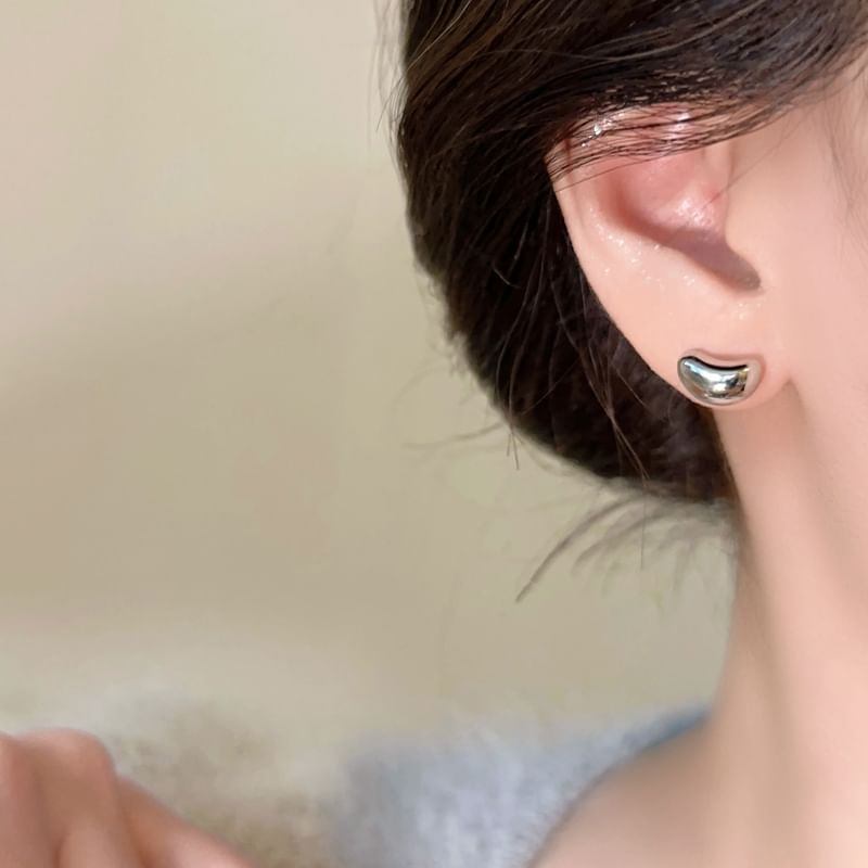 Silver 925 Bean Sterling Stud Earring
