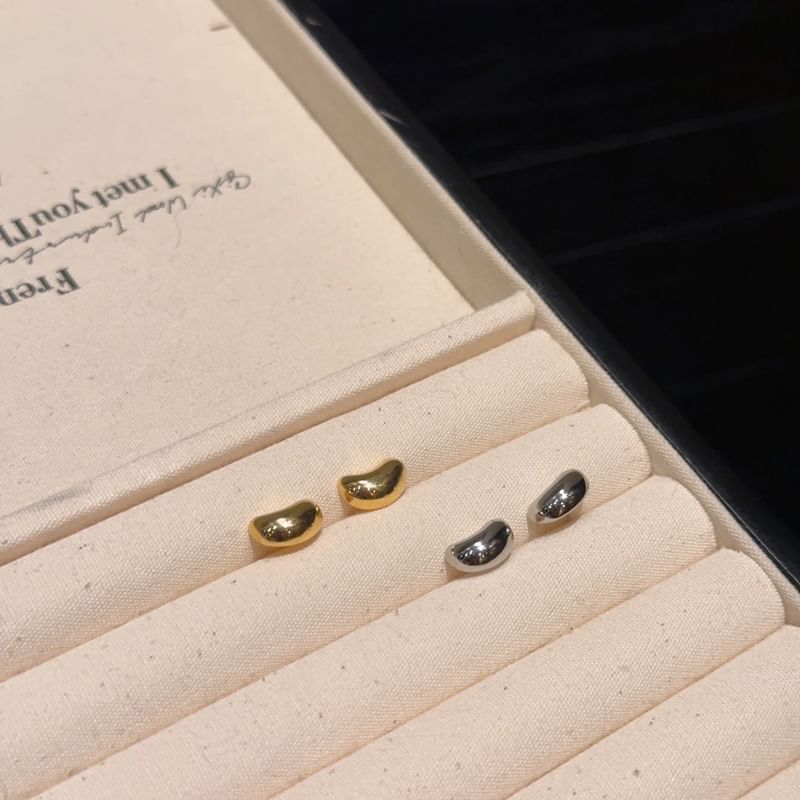 Silver 925 Bean Sterling Stud Earring