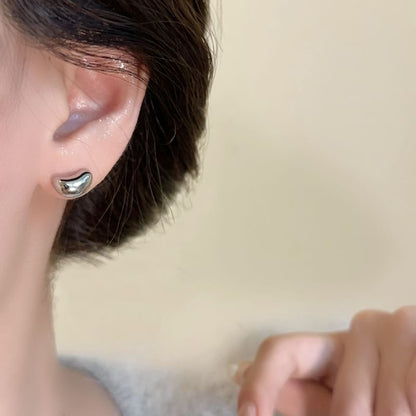 Silver 925 Bean Sterling Stud Earring