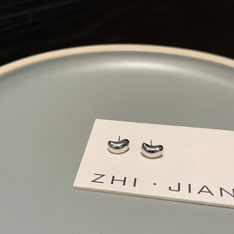Silver 925 Bean Sterling Stud Earring