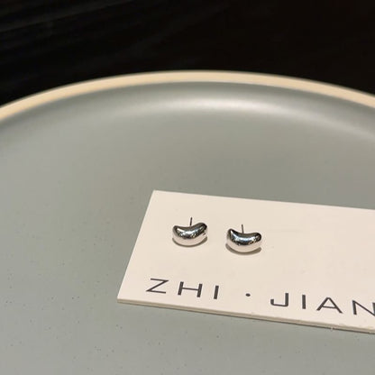 Silver 925 Bean Sterling Stud Earring