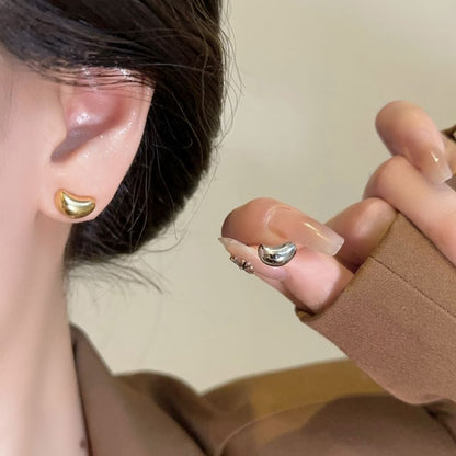 Silver 925 Bean Sterling Stud Earring