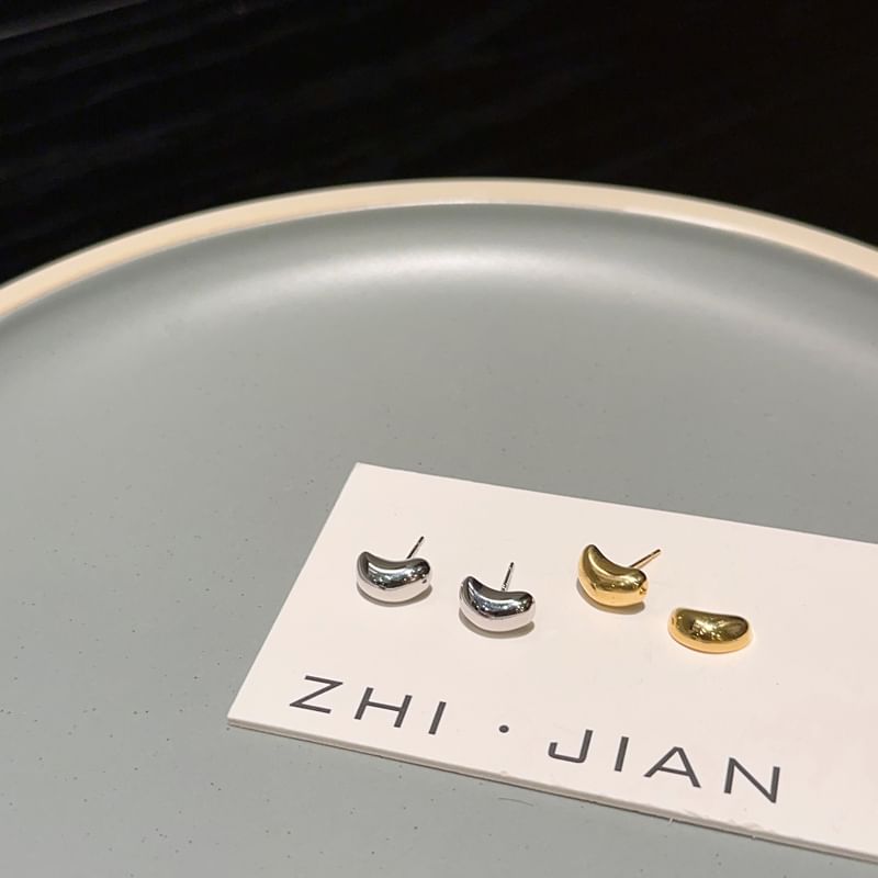 Silver 925 Bean Sterling Stud Earring