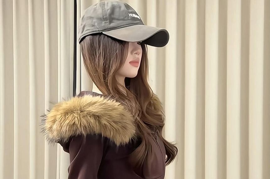 Plain Fluffy Trim Zip Hoodie