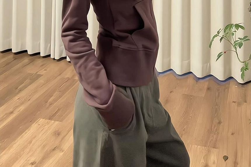 Plain Fluffy Trim Zip Hoodie