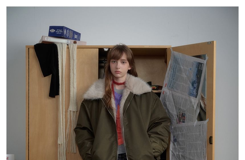 Faux Fur-Trim Padded Jacket