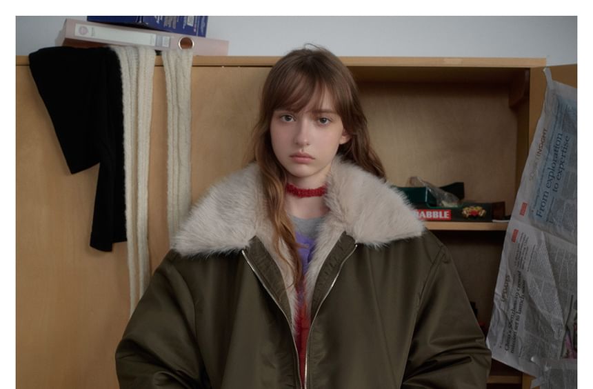 Faux Fur-Trim Padded Jacket