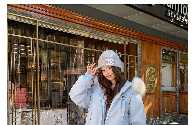 Fluffy Hooded Plain Zip Puffer Jacket