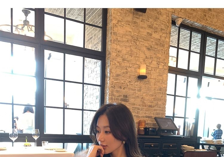 V-Neck Faux Fur Jacket